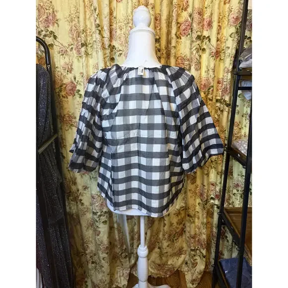 NWT! Madewell Black and White Bubble Sleeve Women's Top Size 4 - Picture 5 of 8